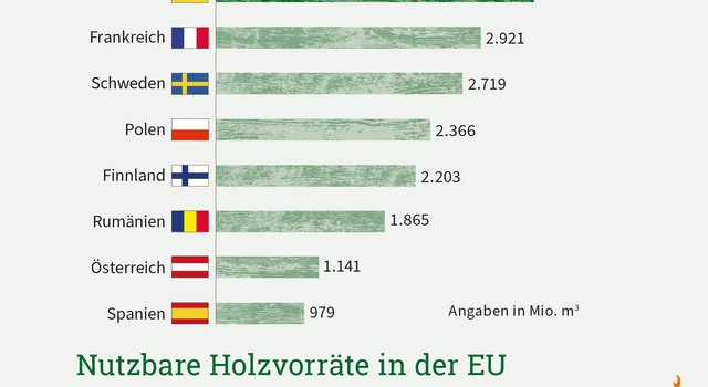 Nutzbare Holzvorräte in der EU