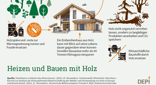 Heizen und Bauen mit Holz