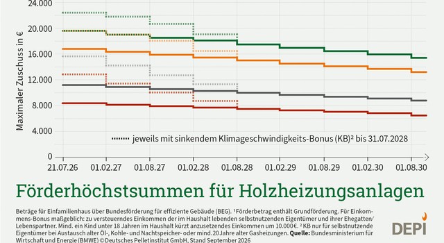 Förderhöchstsummen für Holzheizungsanlagen