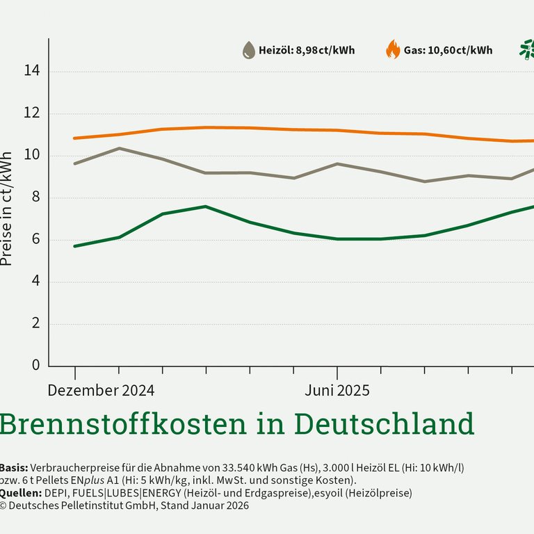 Pelletpreis im Januar nur leicht gestiegen