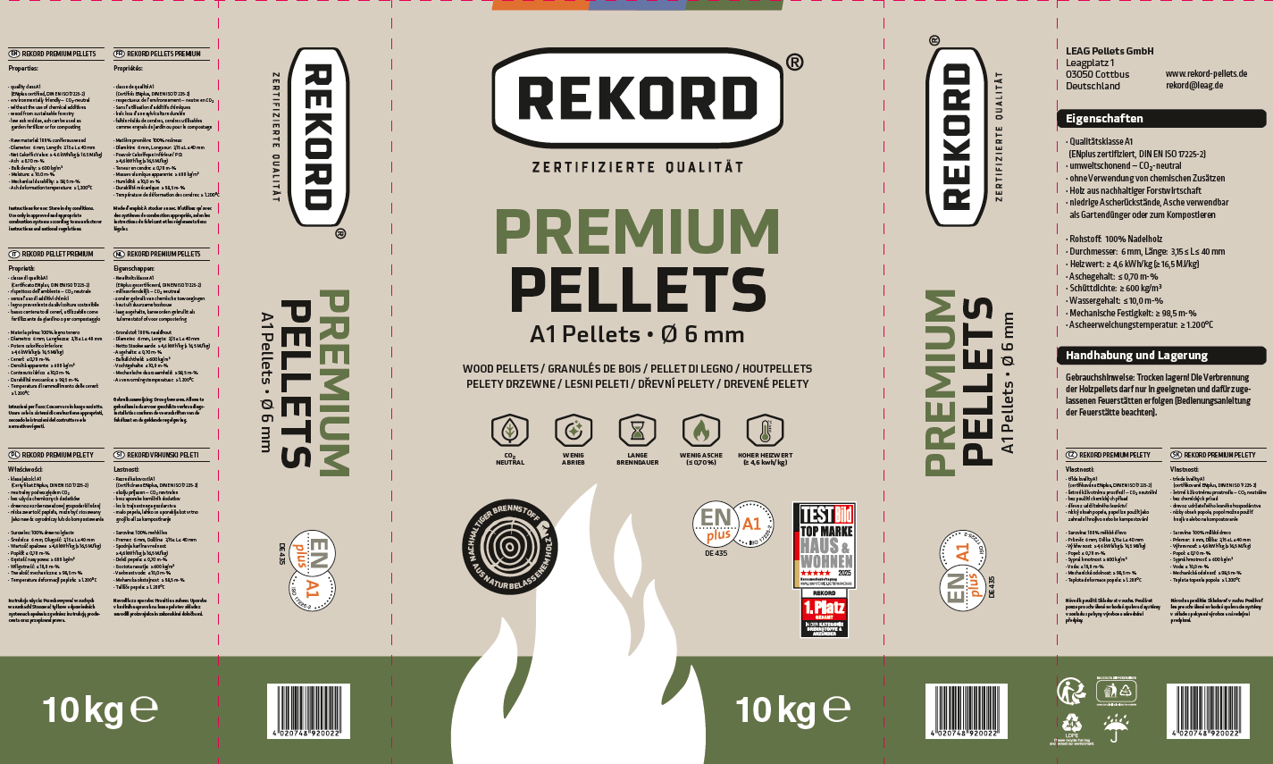 Rekord Premium Pellets (ohne PEFC), 10 kg