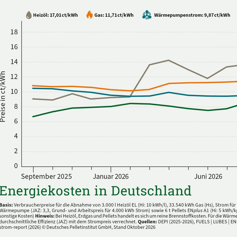 Pelletpreis im Oktober steigt weniger stark