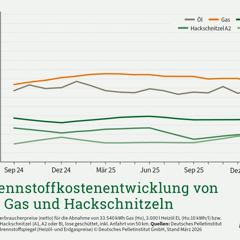 Hackschnitzelpreise im ersten Quartal leicht gesunken