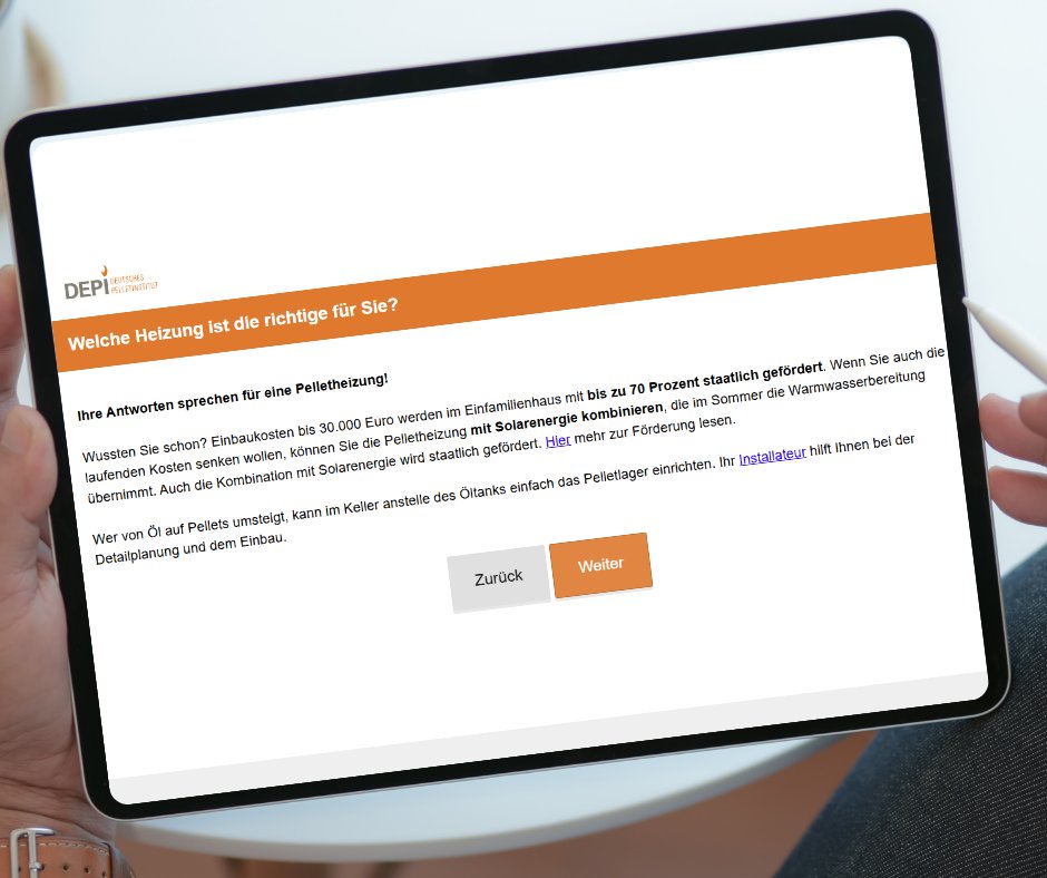 Ein Webseitenfoto von "Welche Heizung ist die richtige für Sie?".