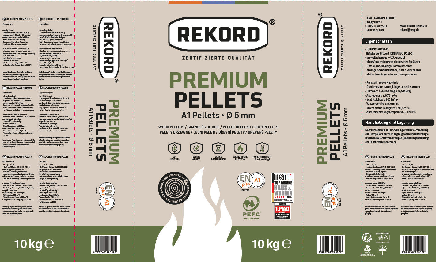 Rekord Premium Pellets, 10 kg