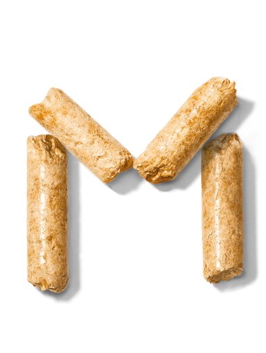 Buchstabe M aus Pellets gelegt