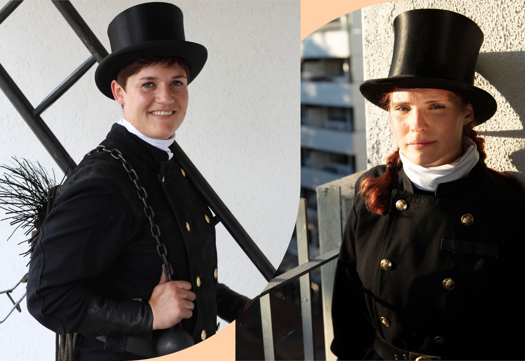 Schornsteinfegerinnen Judith Krauter und Juliane Schroeder
