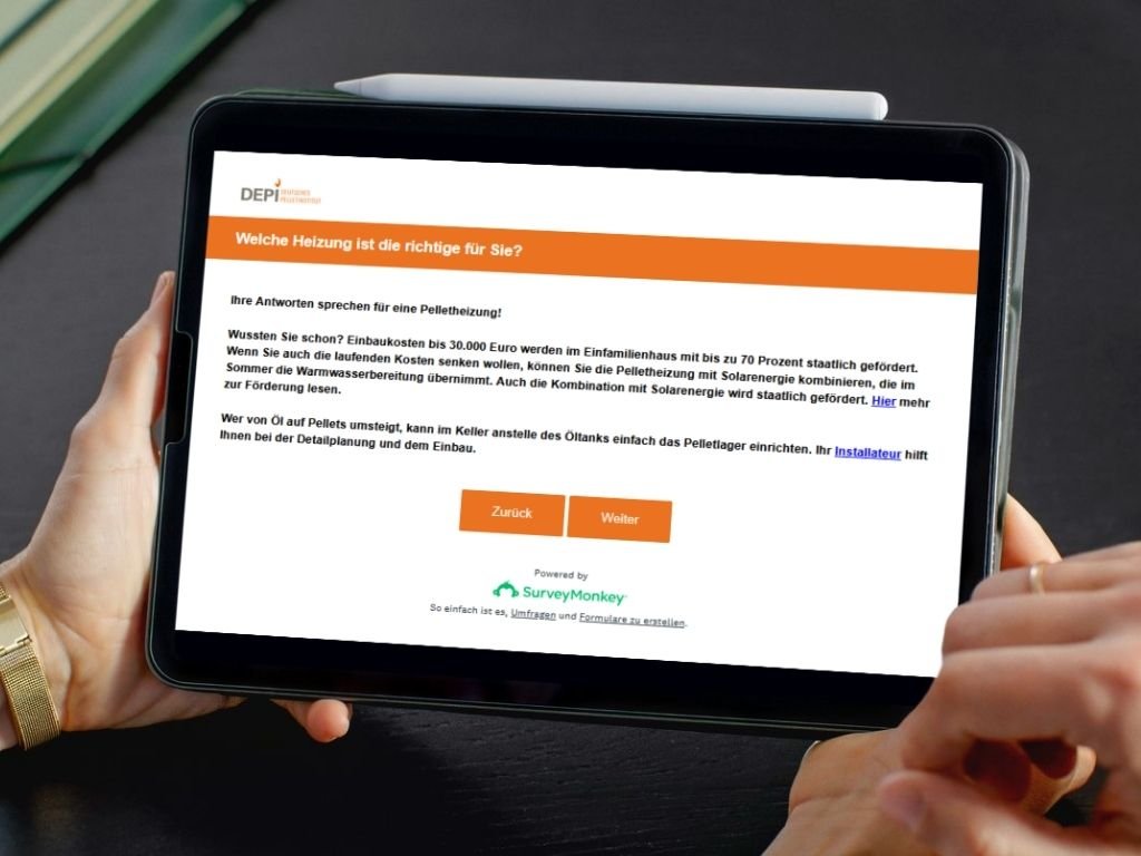 Tablet mit Antwort-Folie der DEPI-Entscheidungshilfe